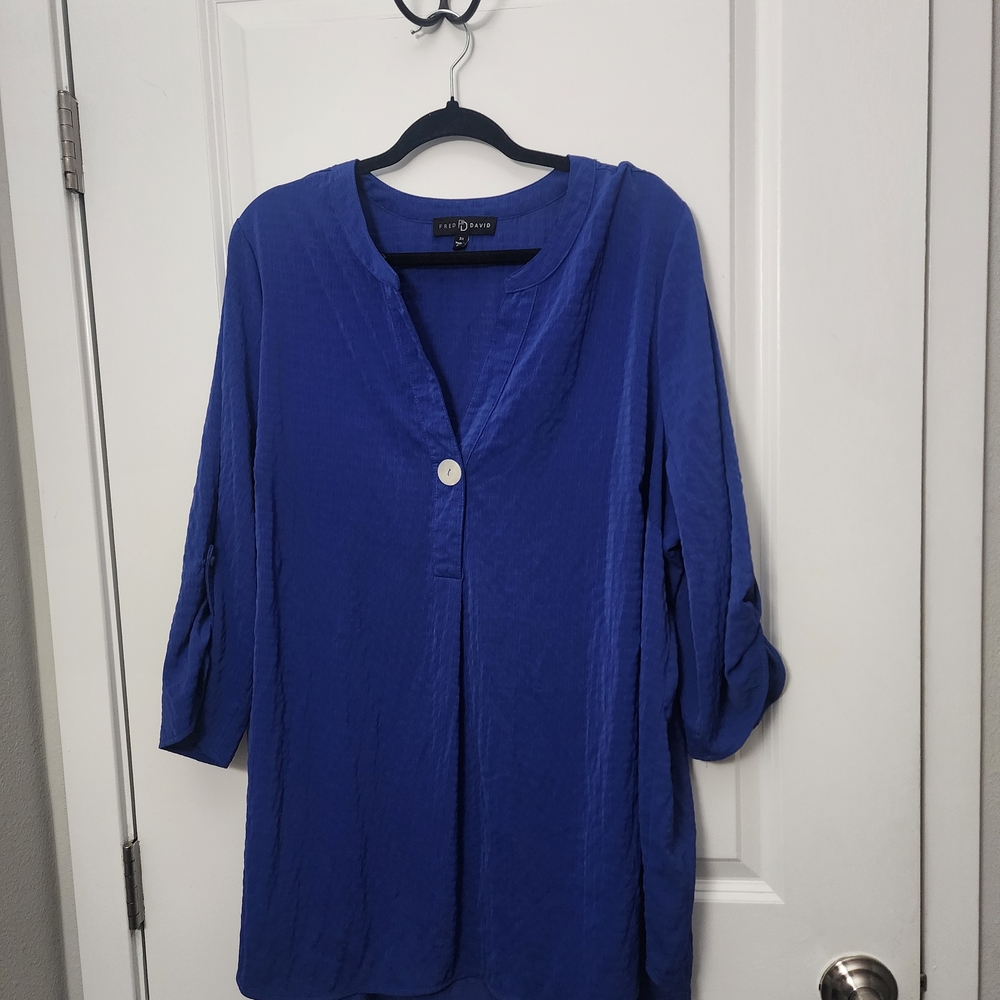 5/$30 Fred David Royal Blue Single-Button Tunic